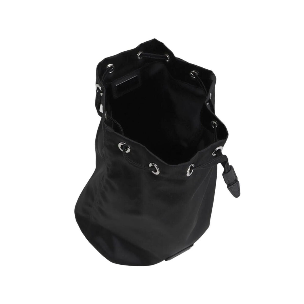 Prada Black Tessuto Nylon Triangle Logo Drawstring Bucket Bag