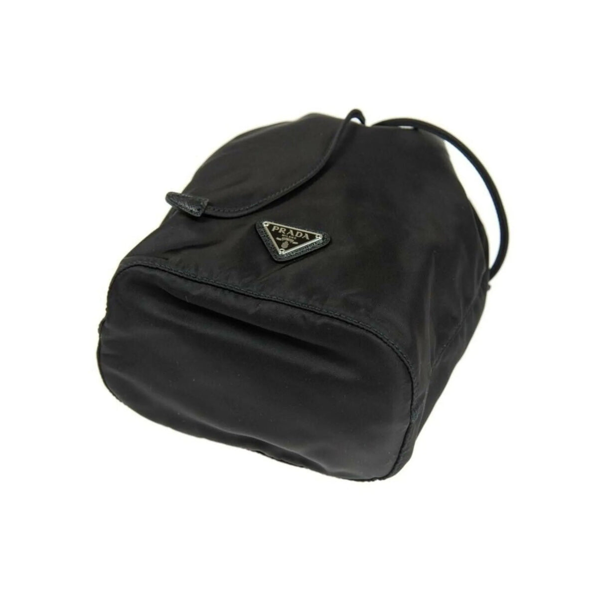 Prada Black Tessuto Nylon Triangle Logo Drawstring Bucket Bag - Handbags - Clayton's Online Store