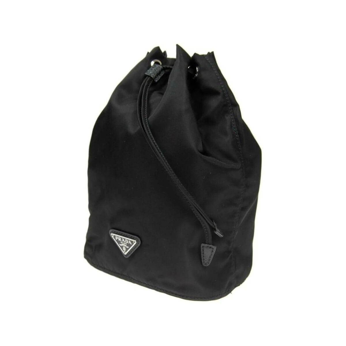 Prada Black Tessuto Nylon Triangle Logo Drawstring Bucket Bag - Handbags - Clayton's Online Store