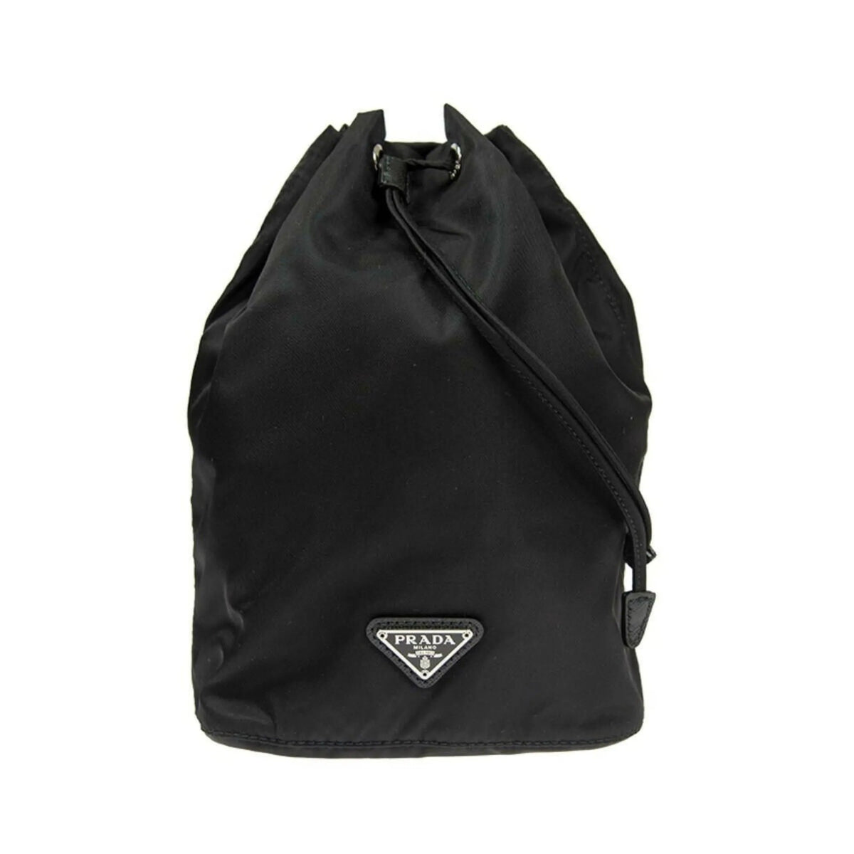 Prada Black Tessuto Nylon Triangle Logo Drawstring Bucket Bag - Handbags - Clayton's Online Store