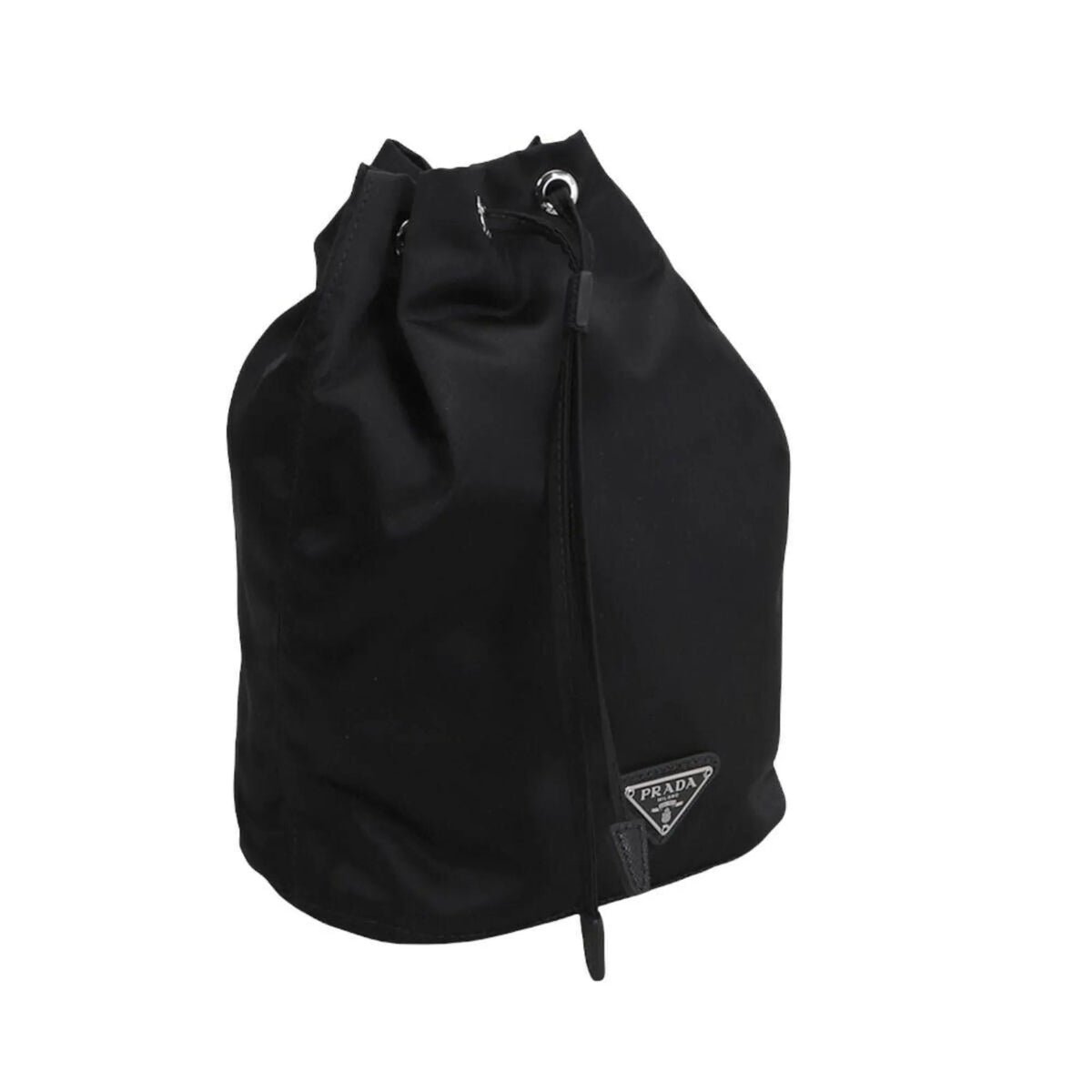 Prada Black Tessuto Nylon Triangle Logo Drawstring Bucket Bag - Handbags - Clayton's Online Store