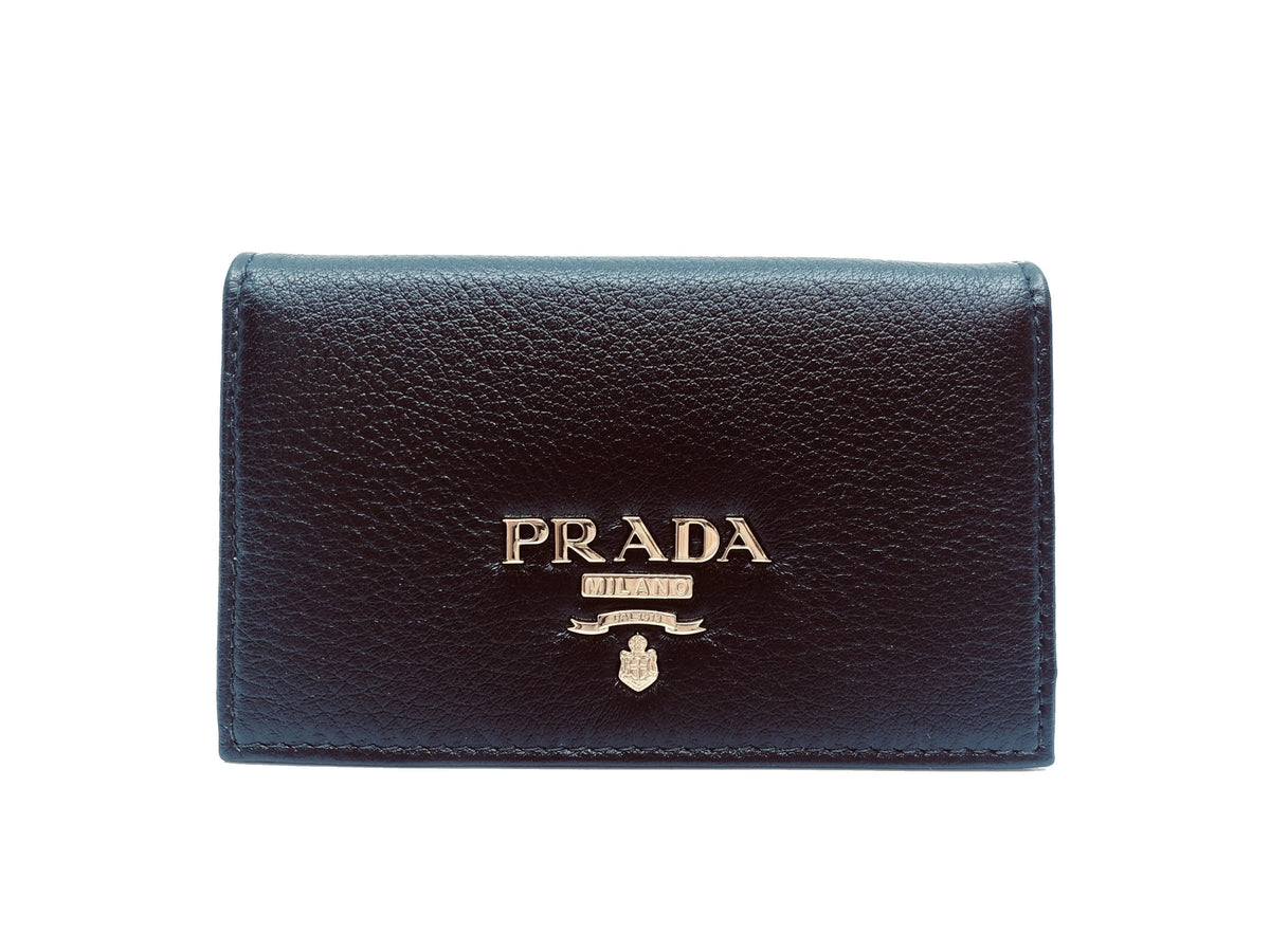 Prada Black Vitello Grain Soft Calf Leather Credit Card Case Wallet - Wallets - Clayton's Online Store