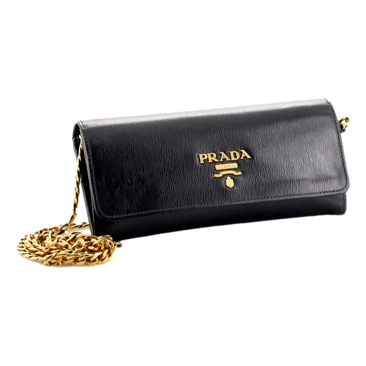 Prada Black Vitello Move Leather Chain Crossbody Wallet Clutch - Handbags - Clayton's Online Store