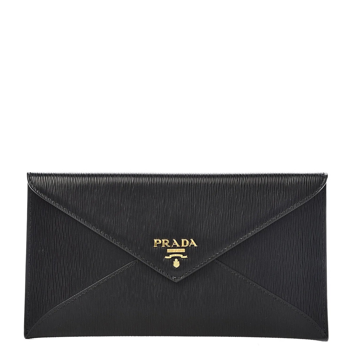 Prada Black Vitello Move Leather Long Envelope Wallet