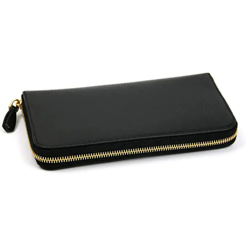 Prada Black Vitello Move Leather Zip Around Wallet