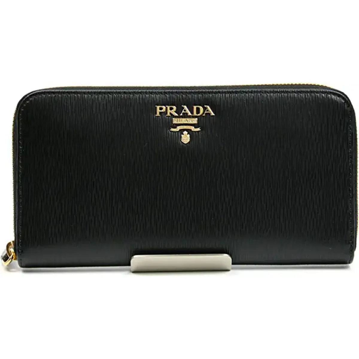 Prada Black Vitello Move Leather Zip Around Wallet