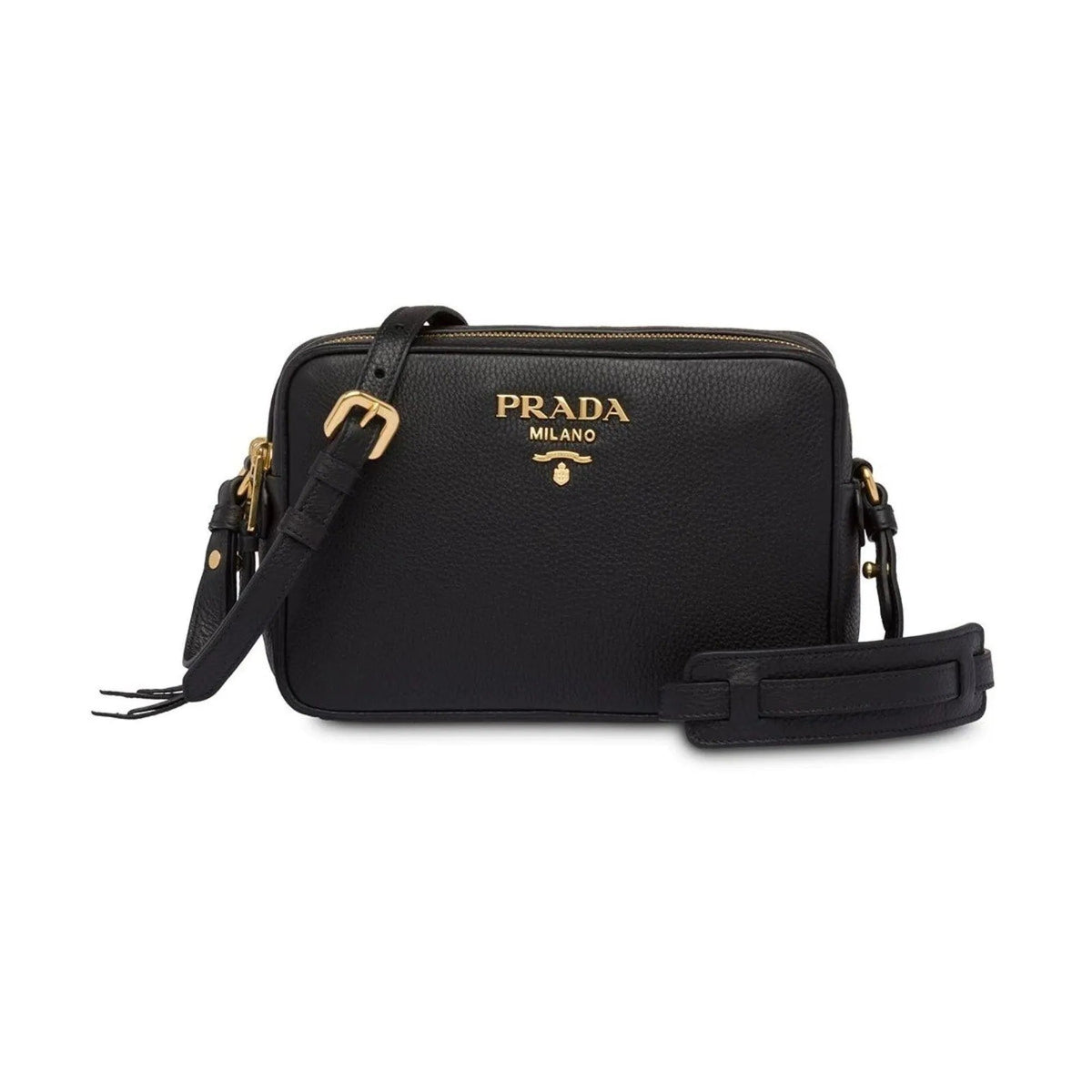 Prada Black Vitello Phenix Leather Double Zip Cross Body Bag - Handbags - Clayton's Online Store