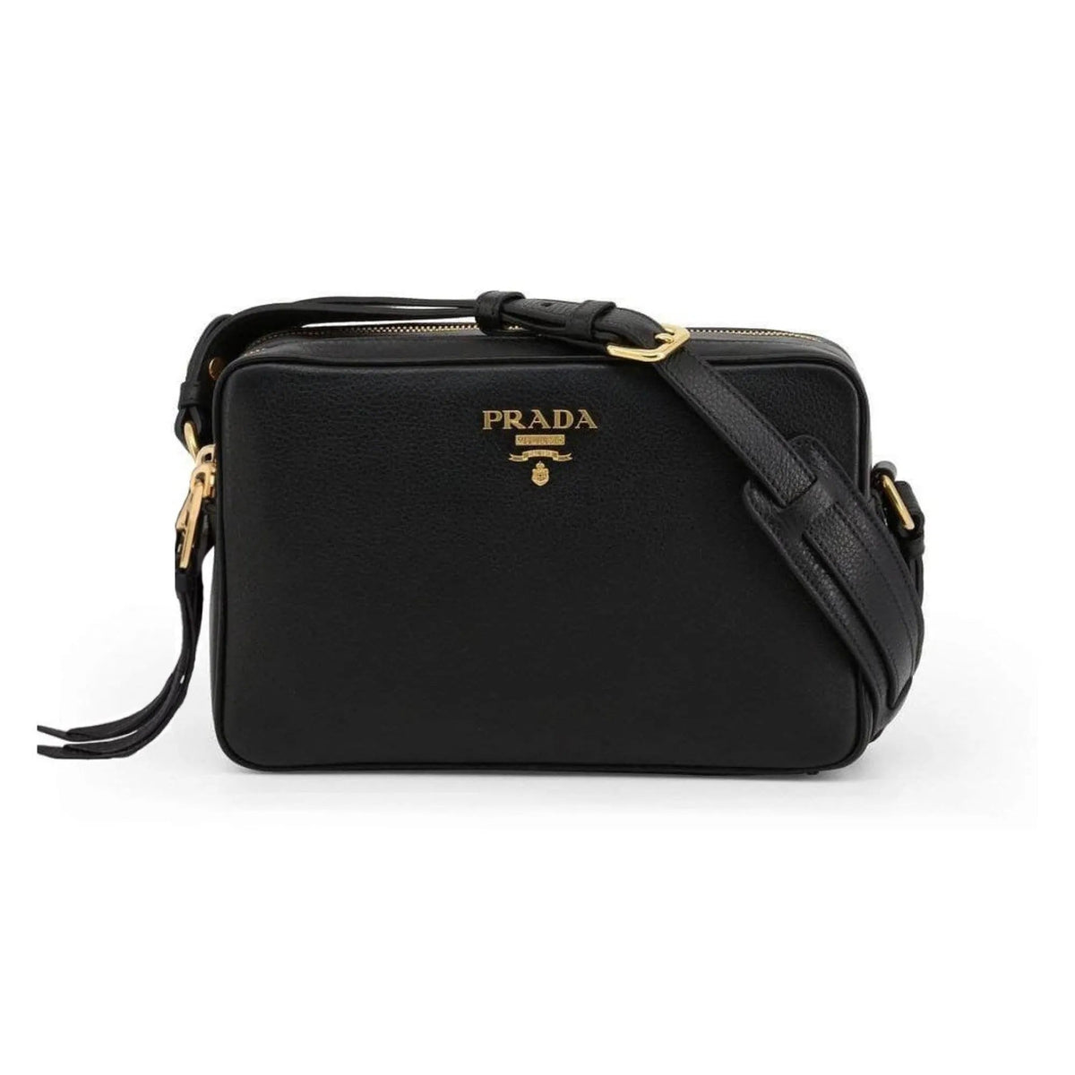 Prada Black Vitello Phenix Leather Double Zip Cross Body Bag - Handbags - Clayton's Online Store