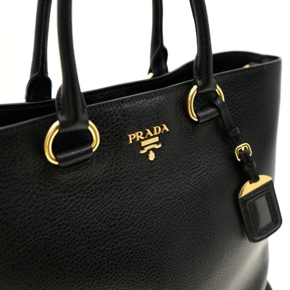 Prada Black Vitello Phenix Leather Shopping Tote Bag - Handbags - Clayton's Online Store