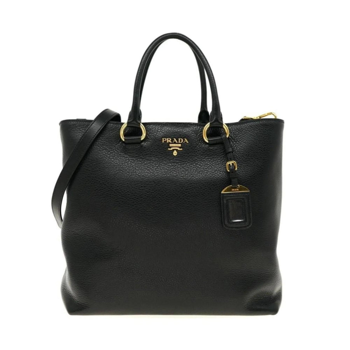 Prada Black Vitello Phenix Leather Shopping Tote Bag - Handbags - Clayton's Online Store