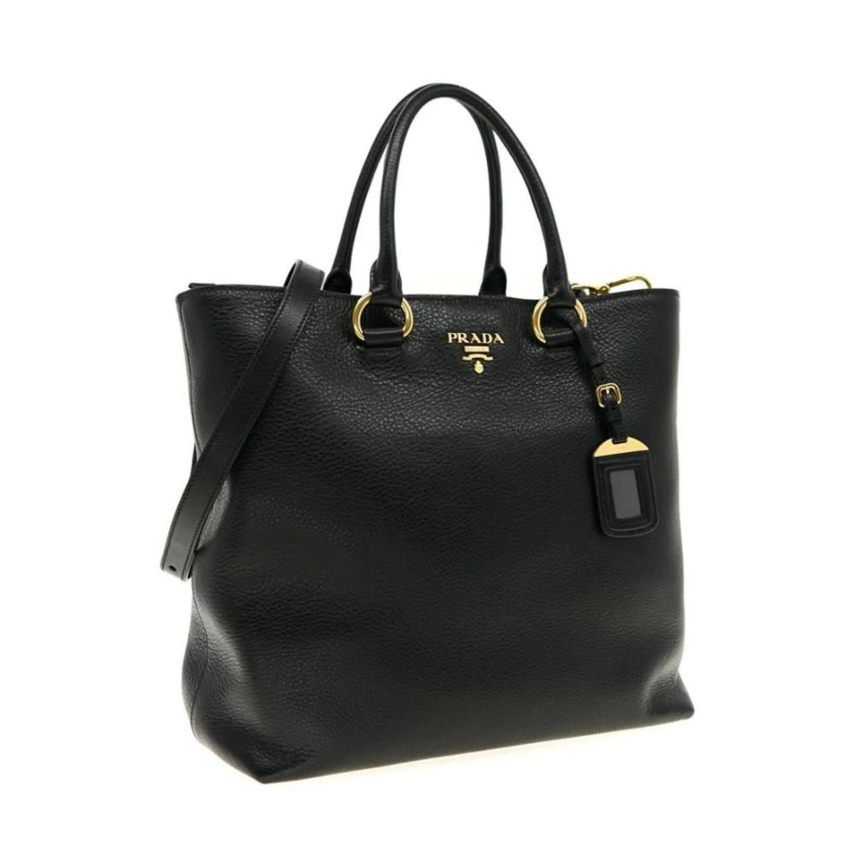 Prada Black Vitello Phenix Leather Shopping Tote Bag - Handbags - Clayton's Online Store