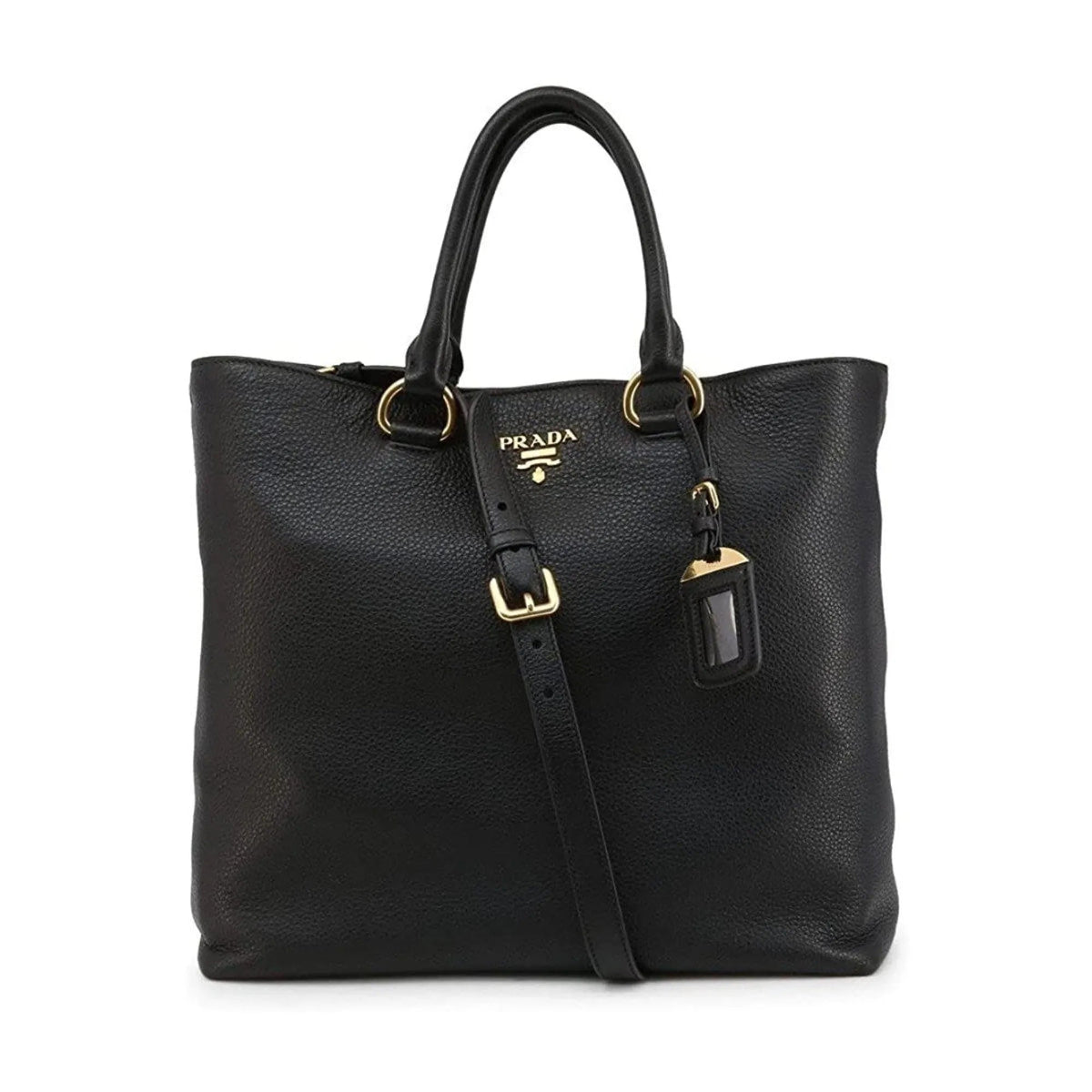 Prada Black Vitello Phenix Leather Shopping Tote Bag - Handbags - Clayton's Online Store