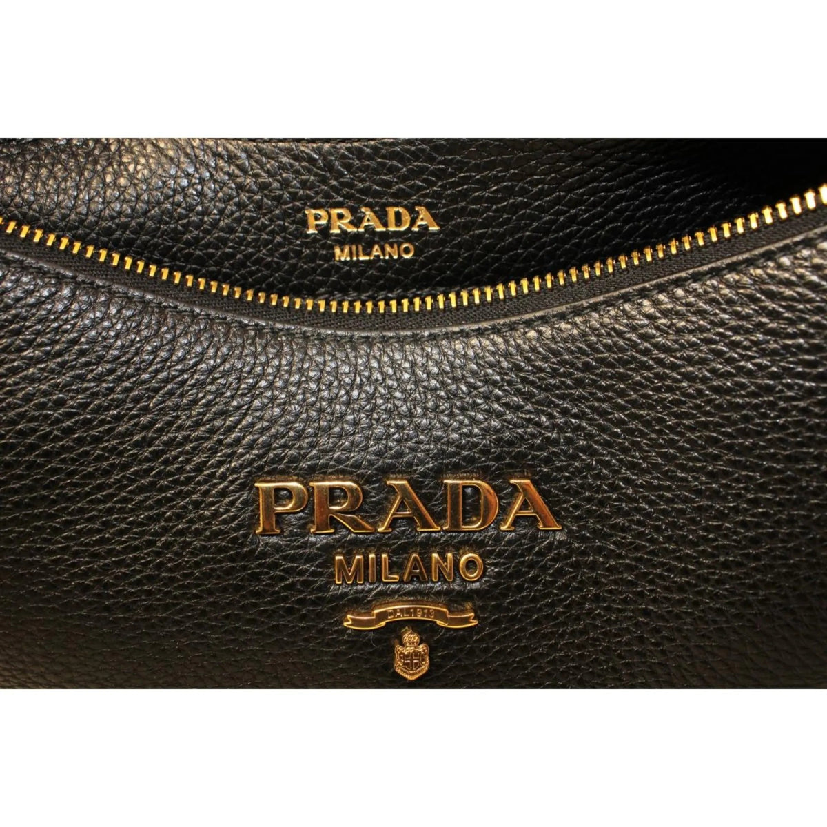 Prada Black Vitello Phenix Leather Web Stripe Strap Crossbody - Handbags - Clayton's Online Store