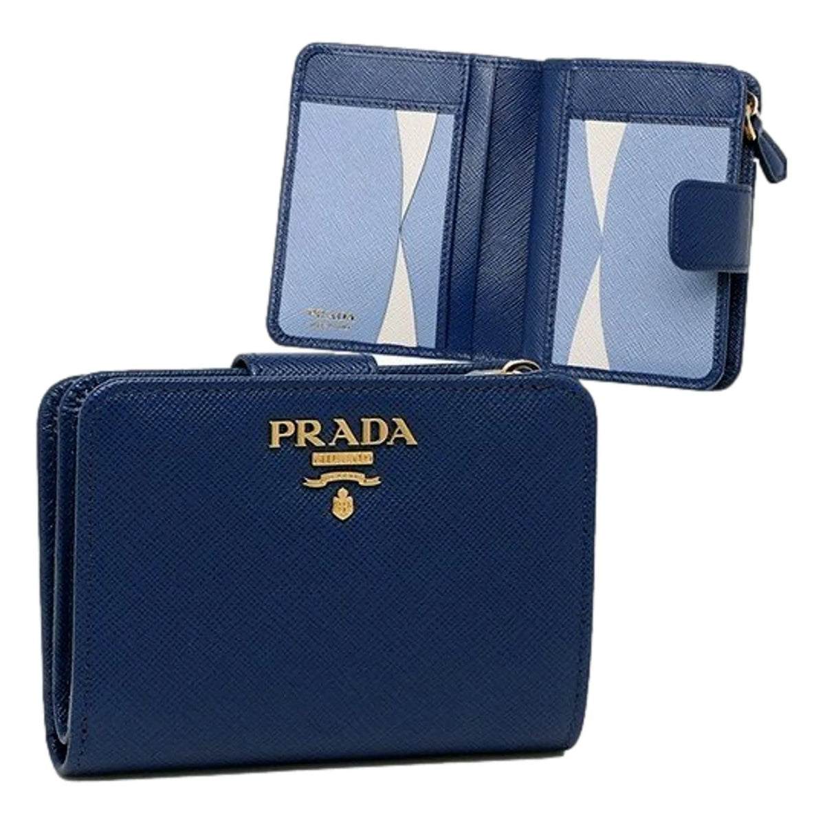 Prada Blue Multi - Colored Saffiano Wallet with Coin Pouch - Wallets - Clayton's Online Store