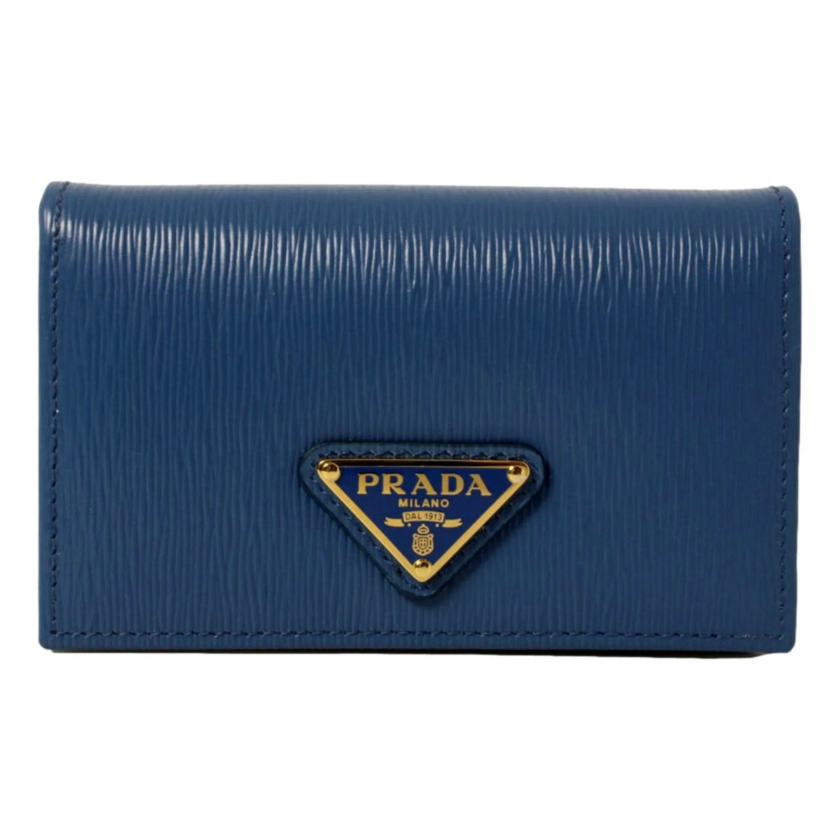 Prada Blue Vitello Move Leather Triangle Logo Card Case Wallet - Wallets - Clayton's Online Store