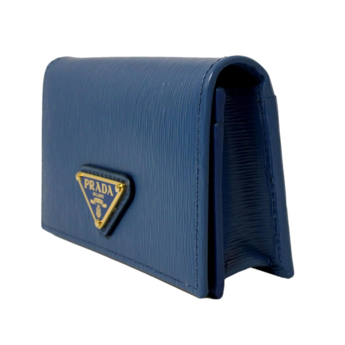 Prada Blue Vitello Move Leather Triangle Logo Card Case Wallet - Wallets - Clayton's Online Store