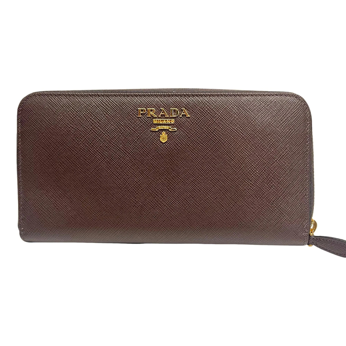 Prada Bruciato Brown Saffiano Leather Zip Around Continental Wallet - Wallets - Clayton's Online Store