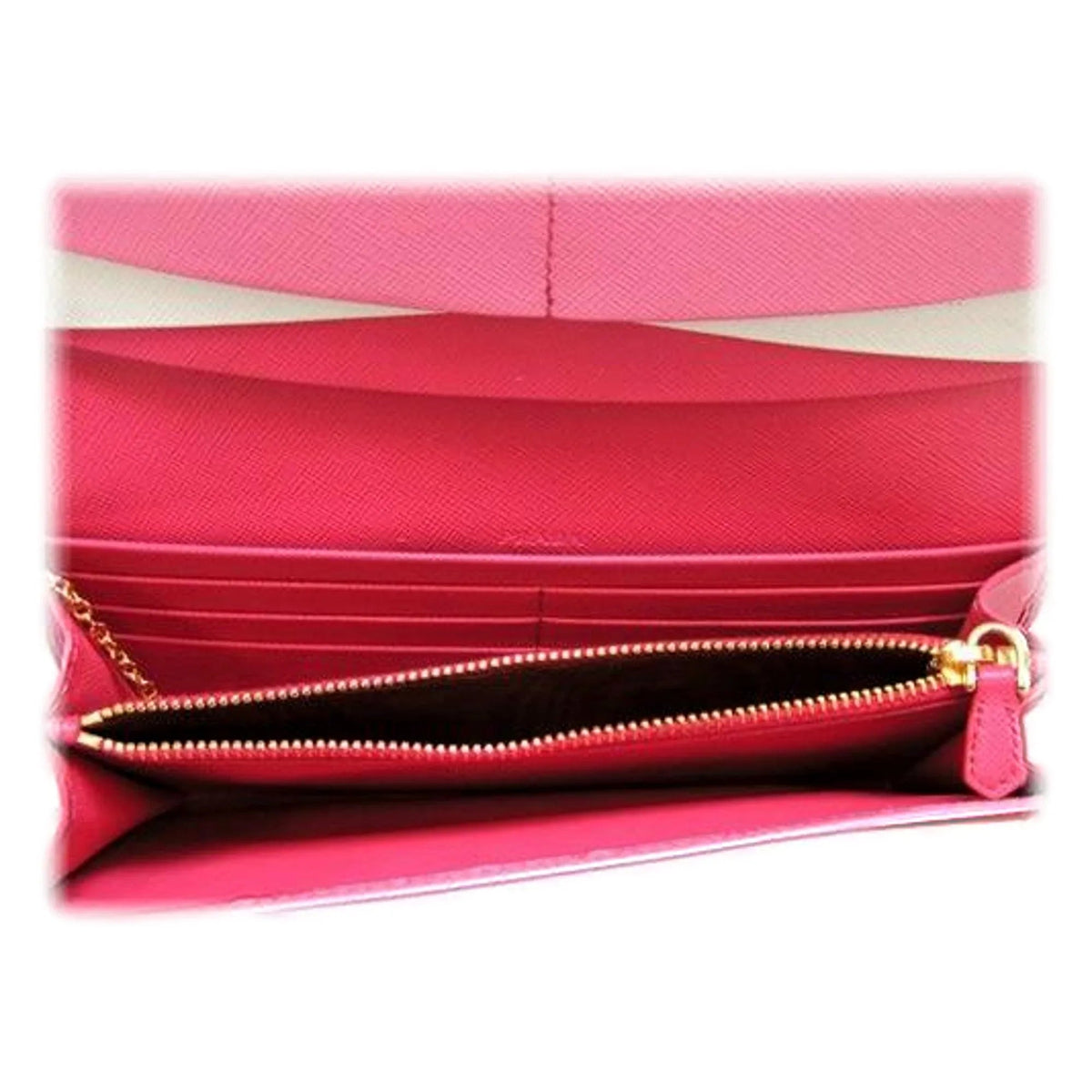 Prada Continental Flap Wallet With Detachable Chain Card Case Peonia+Begonia Pink - Wallets - Clayton's Online Store