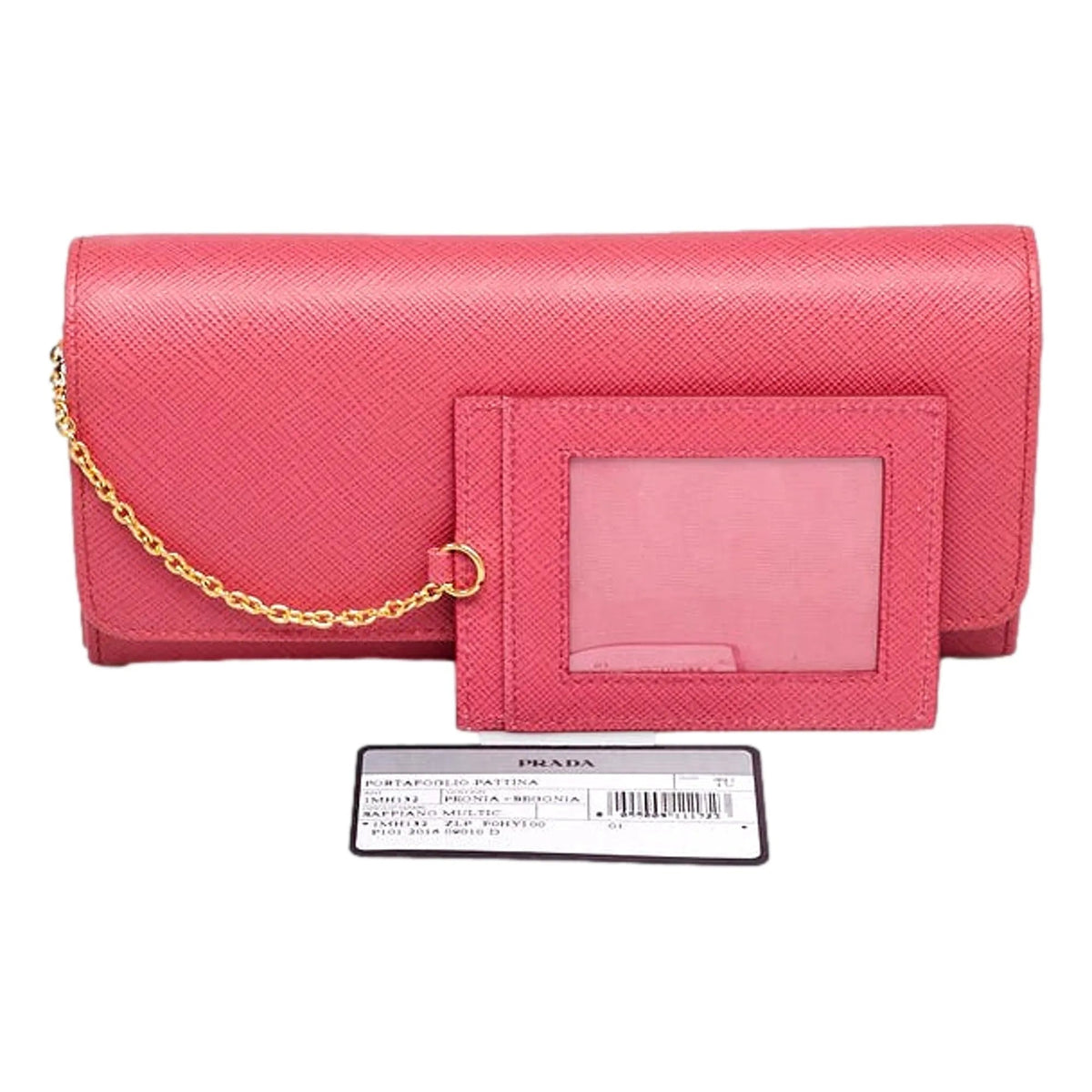 Prada Continental Flap Wallet With Detachable Chain Card Case Peonia+Begonia Pink - Wallets - Clayton's Online Store