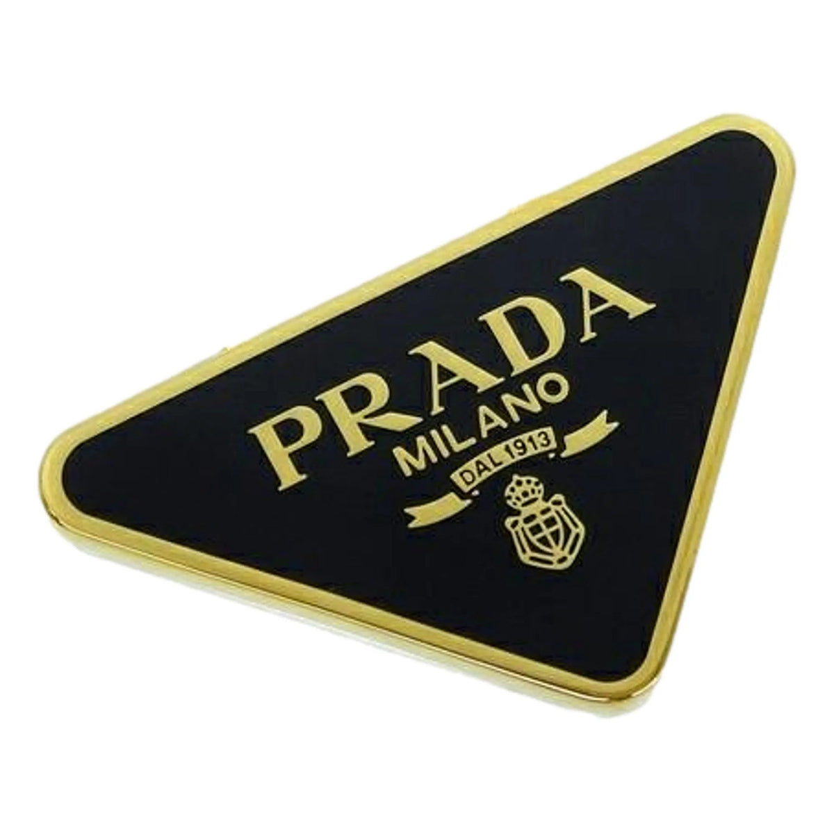 Prada Enameled Metal Logo Pin Key Ring Black and Gold Purse Charm - Accessories - Clayton's Online Store