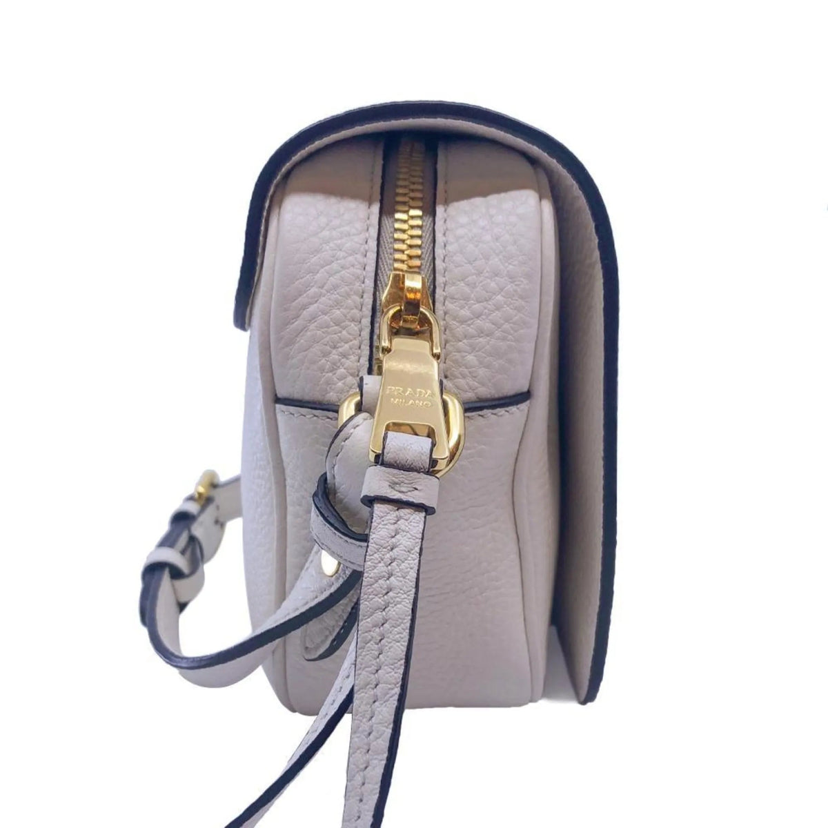 Prada Flap Vitello Phenix Ivory Leather Cross Body Bag - Handbags - Clayton's Online Store