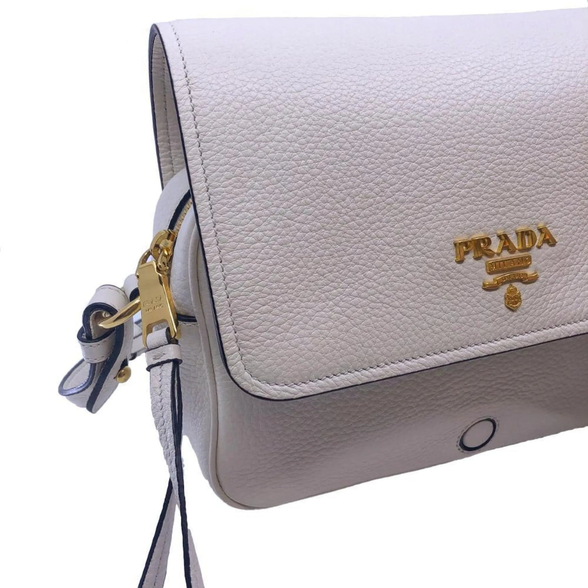 Prada Flap Vitello Phenix Ivory Leather Cross Body Bag - Handbags - Clayton's Online Store