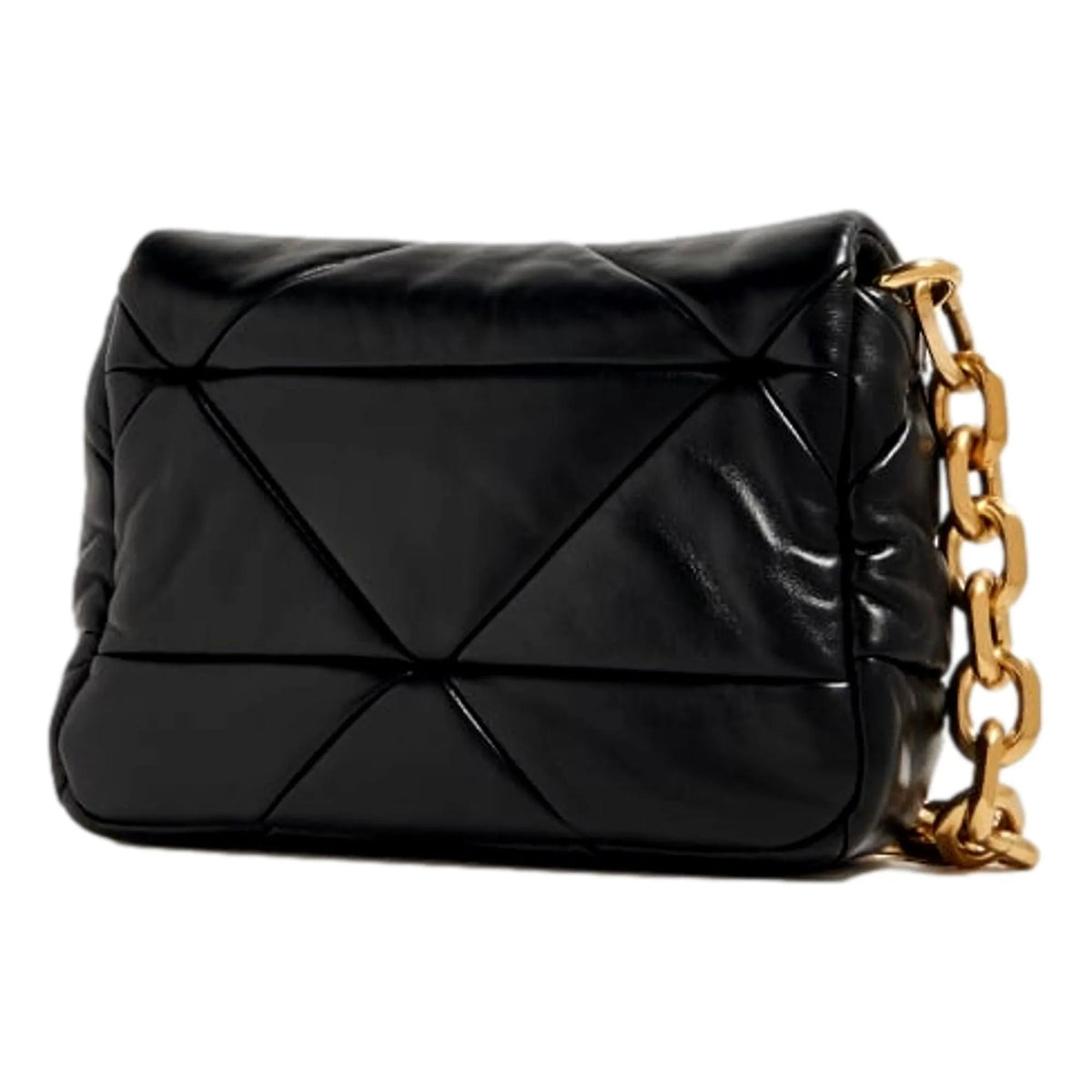 Prada Gold Logo Black Quilted Nappa Patch Leather Small Shoulder Bag - Handbags - Clayton's Online Store