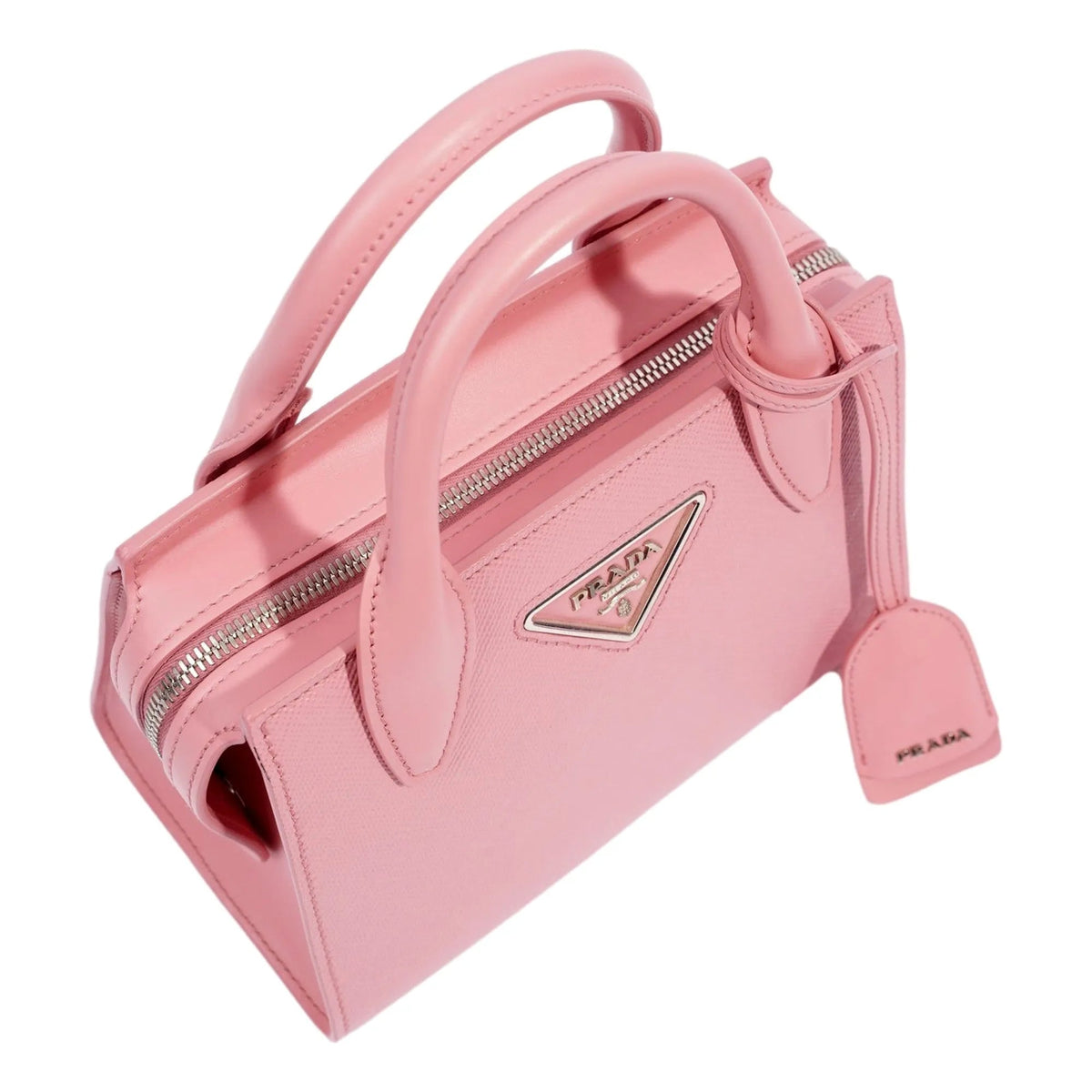 Prada Kristen Saffiano Top Handle Mini Tote Crossbody Bag Petalo Pink - Handbags - Clayton's Online Store