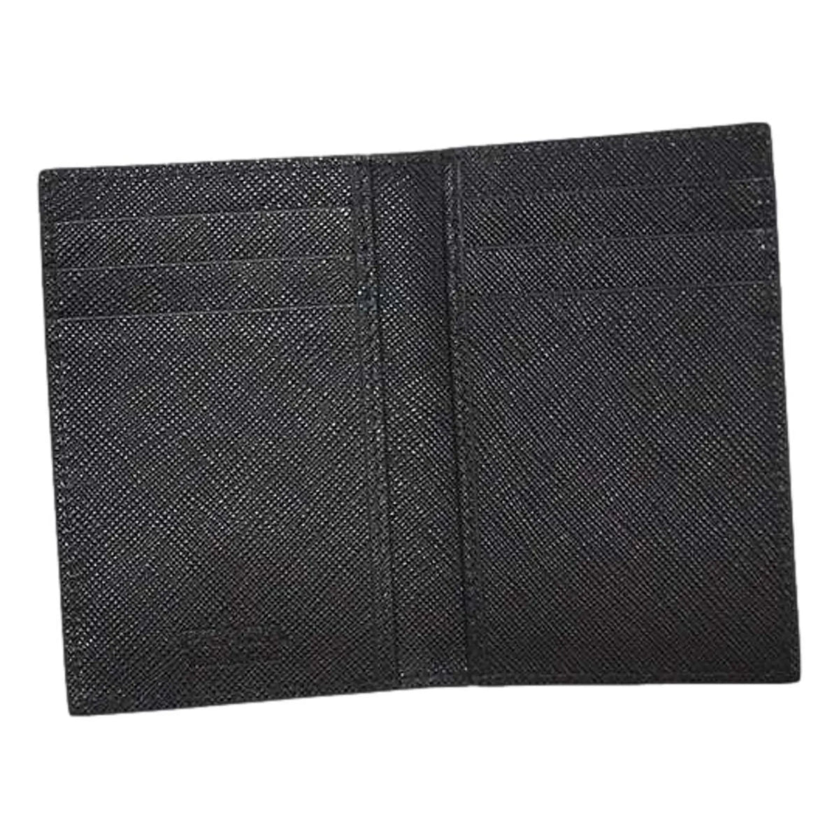 Prada Mens Saffiano Leather Vertical Card Black Holder