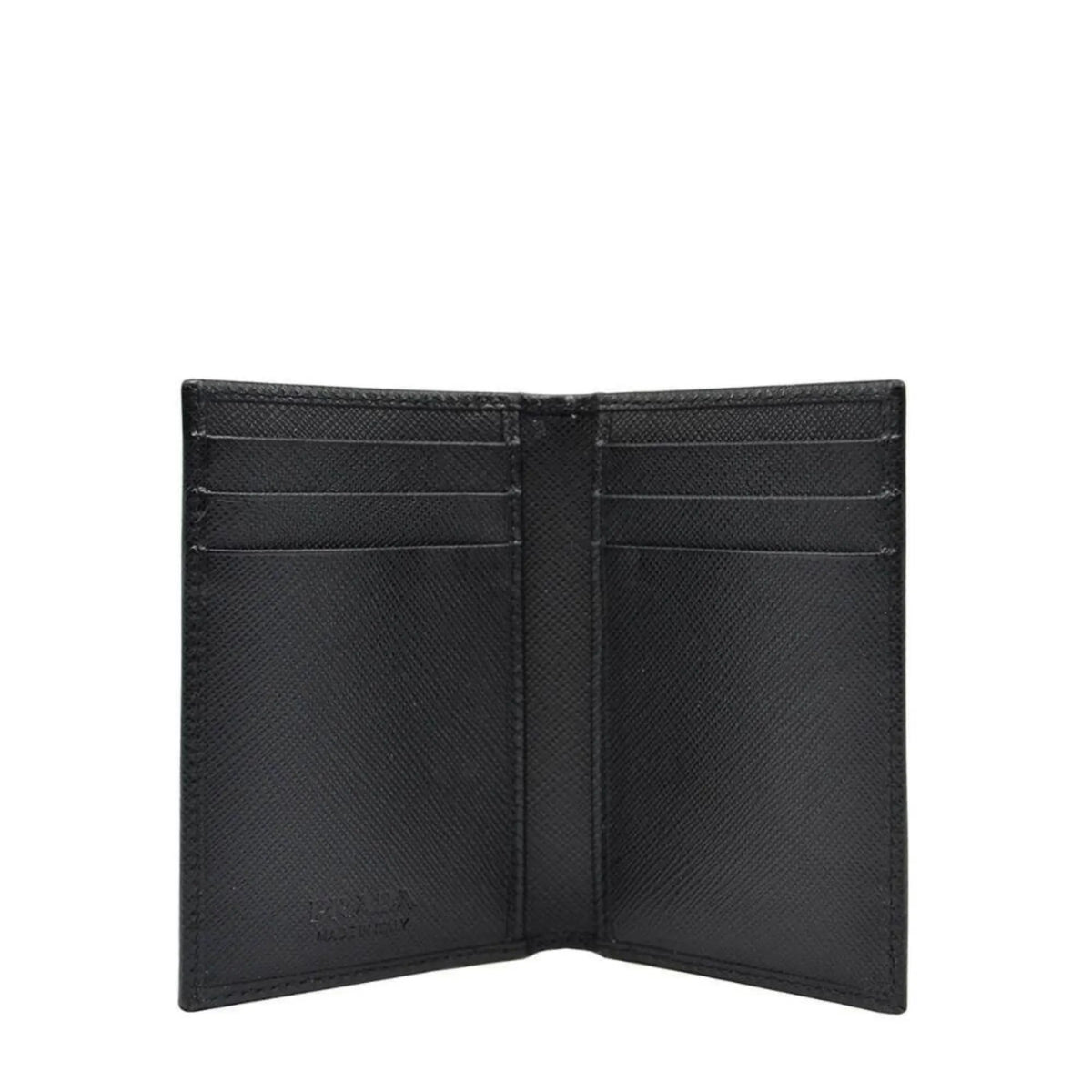 Prada Mens Saffiano Leather Vertical Card Black Holder