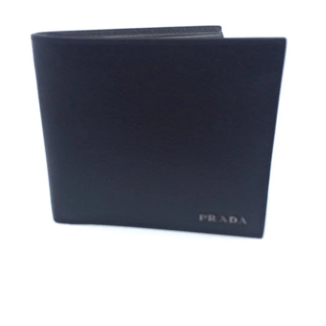 Prada Men's Wallet Black Gray Vitello Micro Grain Leather Bifold 2MO513