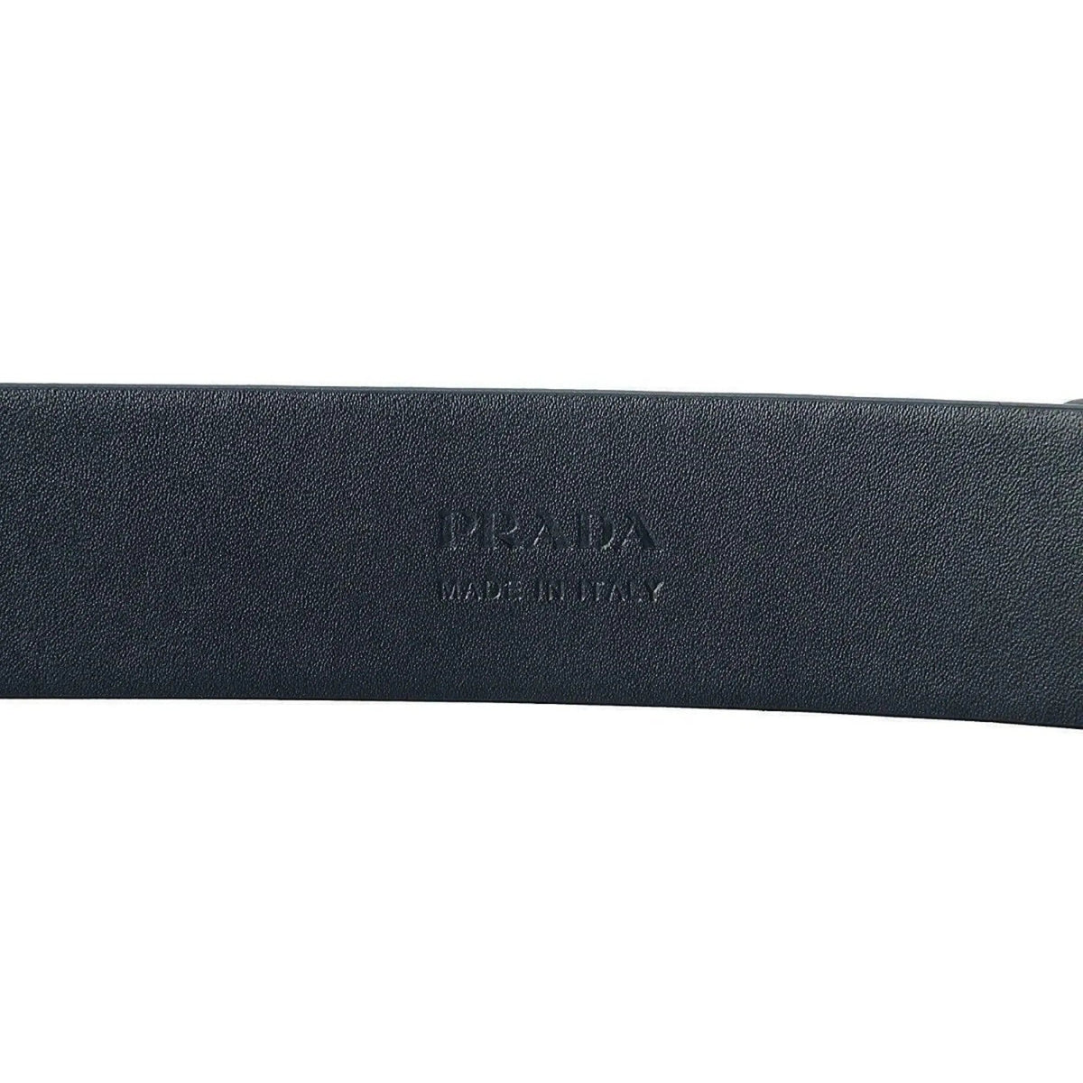 Prada Mens Navy Blue Saffiano Leather Belt Brushed Silver Buckle 105/42 - Belts - Clayton's Online Store