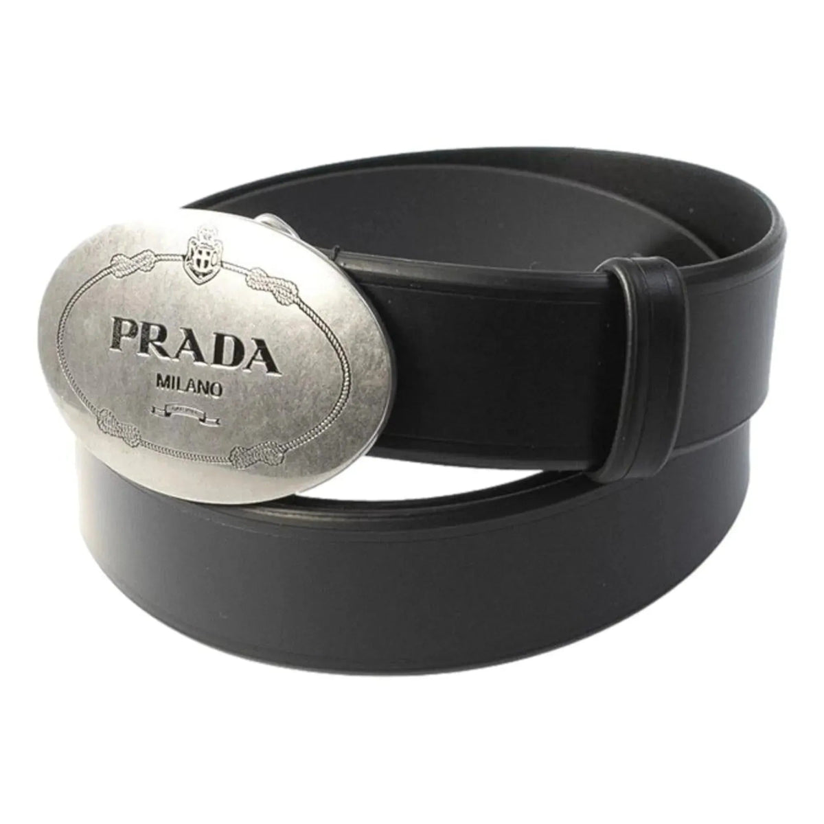 Prada Mens Navy Blue Saffiano Leather Belt Brushed Silver Buckle 110/44 - Belts - Clayton's Online Store