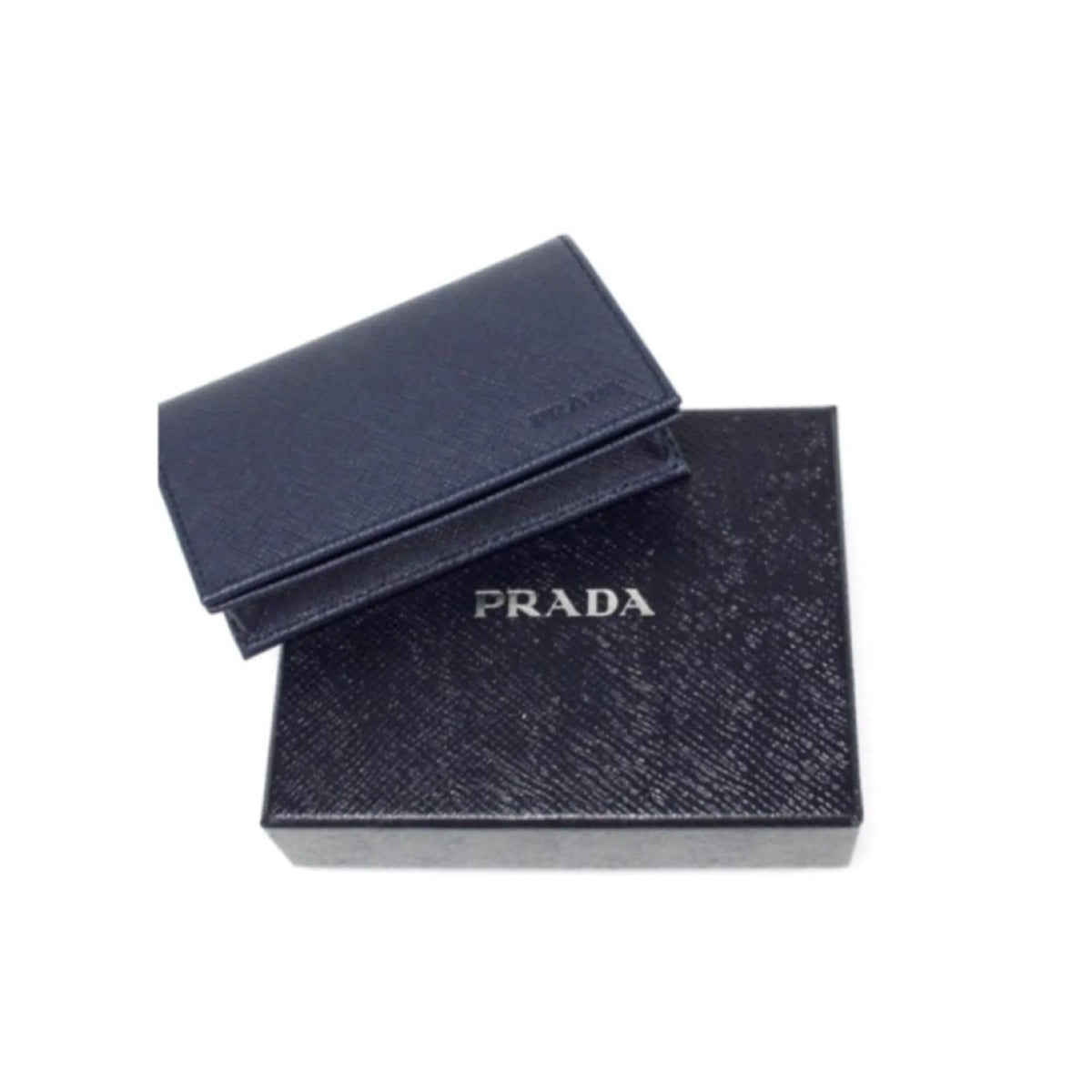 Prada Mens Saffiano Flap Card Holder Wallet Baltico Blue - Wallets - Clayton's Online Store