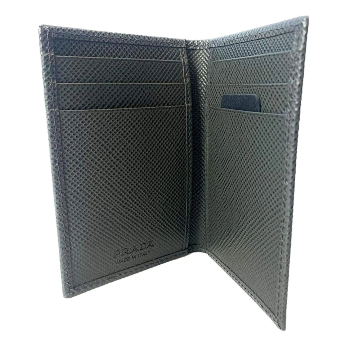 Prada Mens Saffiano Leather Vertical Card Black Holder - Wallets - Clayton's Online Store