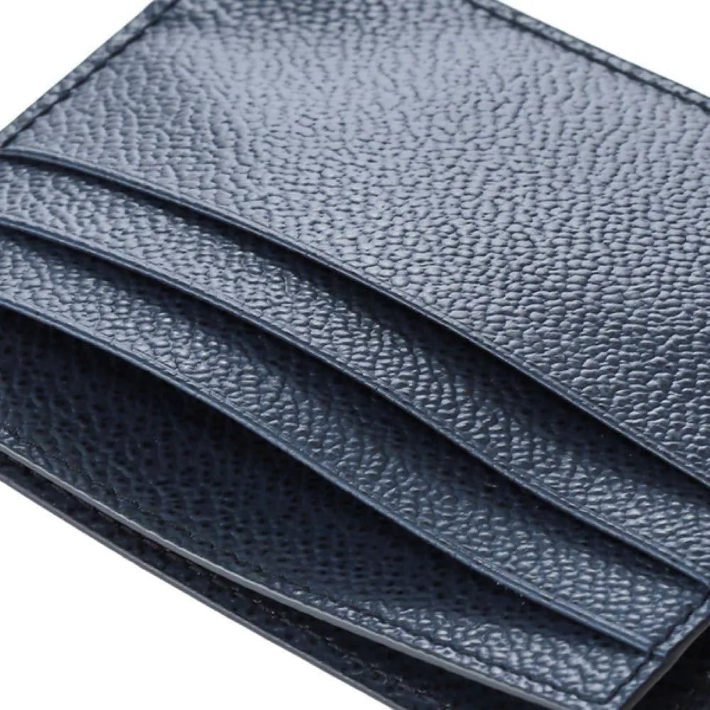 Prada Vitello Micro Grain Navy Triangle Logo Cardholder Wallet