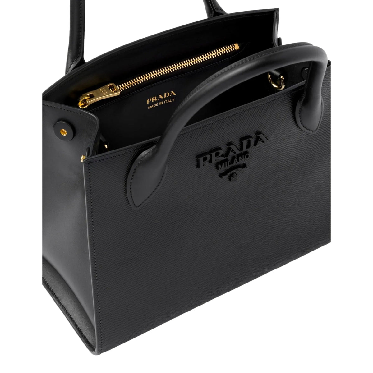 Prada Monochrome Saffiano Top Handle Crossbody Tote Bag Black - Handbags - Clayton's Online Store