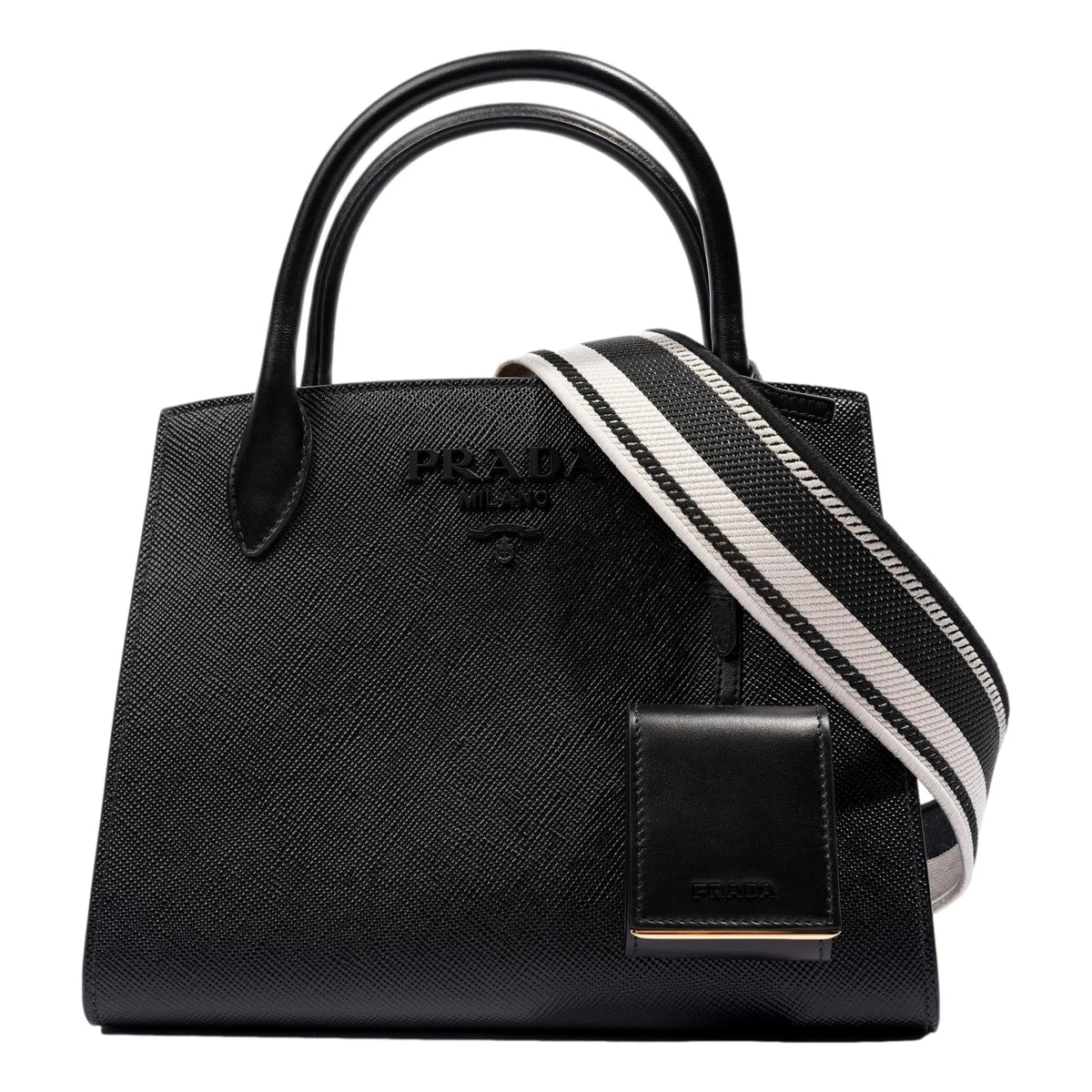 Prada Monochrome Saffiano Top Handle Crossbody Tote Bag Black - Handbags - Clayton's Online Store