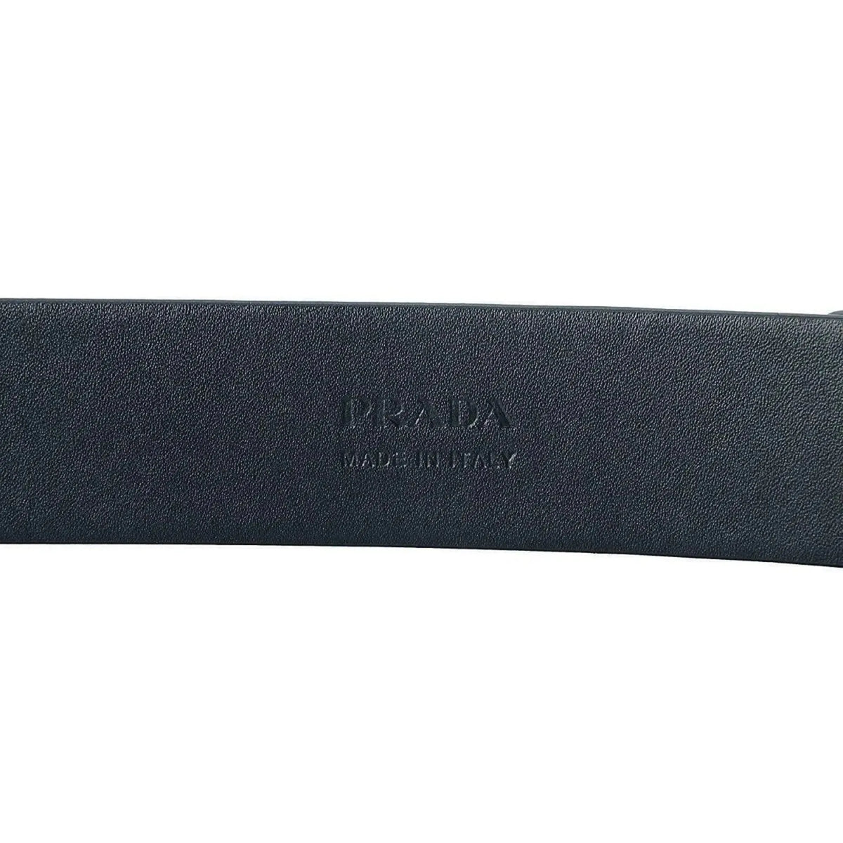 Prada Mens Navy Saffiano Leather Belt  Silver Oval Buckle Belt Size 90-36