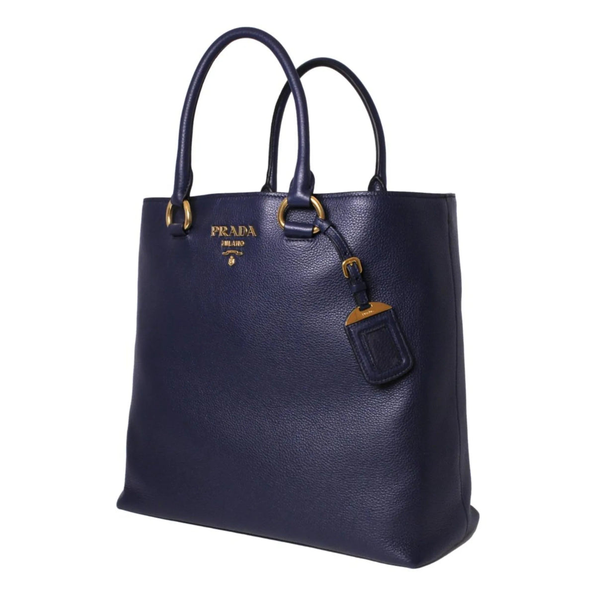 Prada Navy Blue Vitello Phenix Leather Shopping Tote - Handbags - Clayton's Online Store