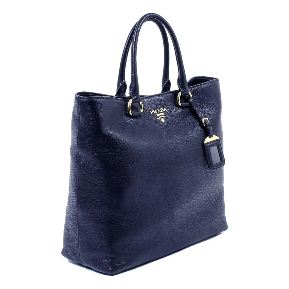 Prada Navy Blue Vitello Phenix Leather Shopping Tote - Handbags - Clayton's Online Store