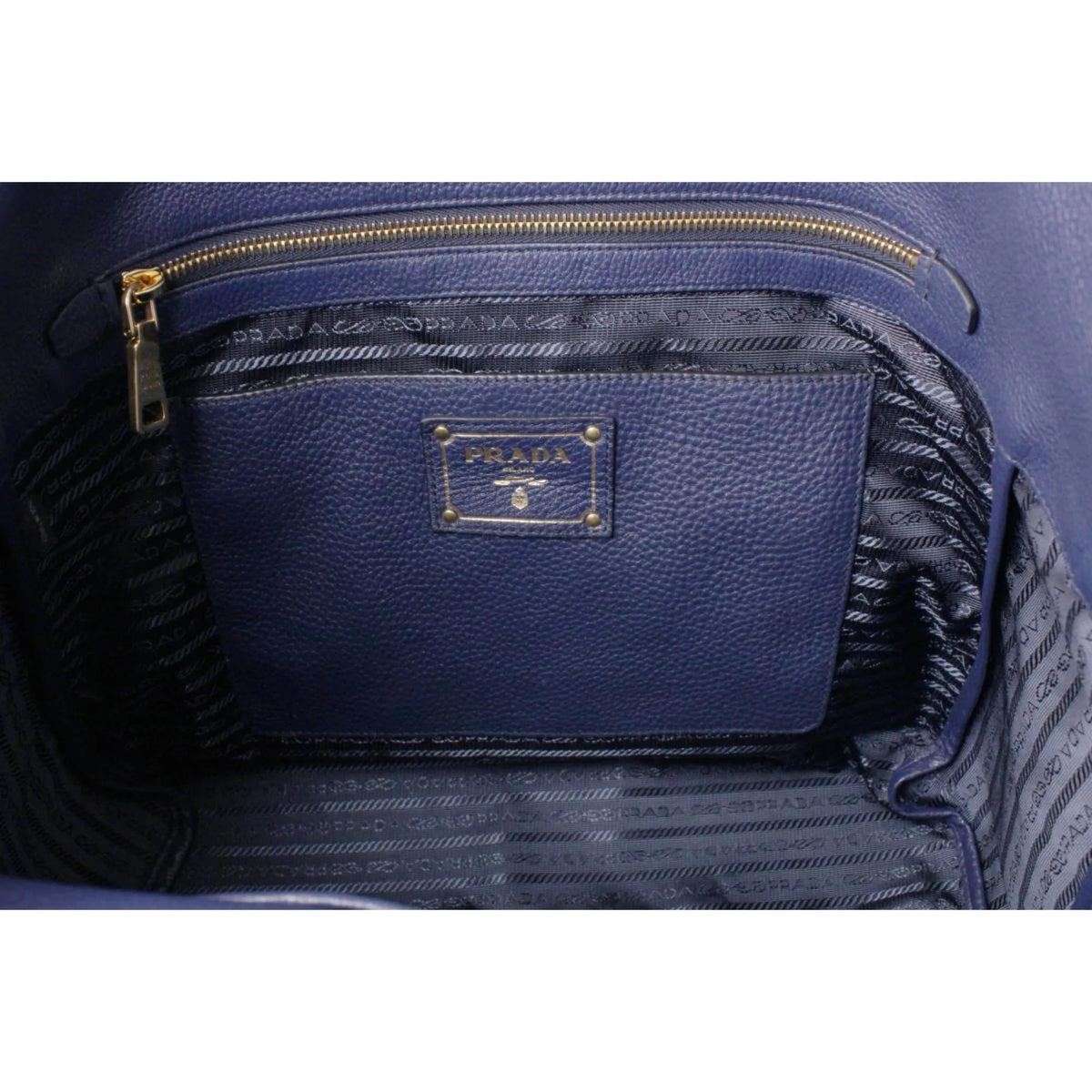 Prada Navy Blue Vitello Phenix Leather Shopping Tote - Handbags - Clayton's Online Store