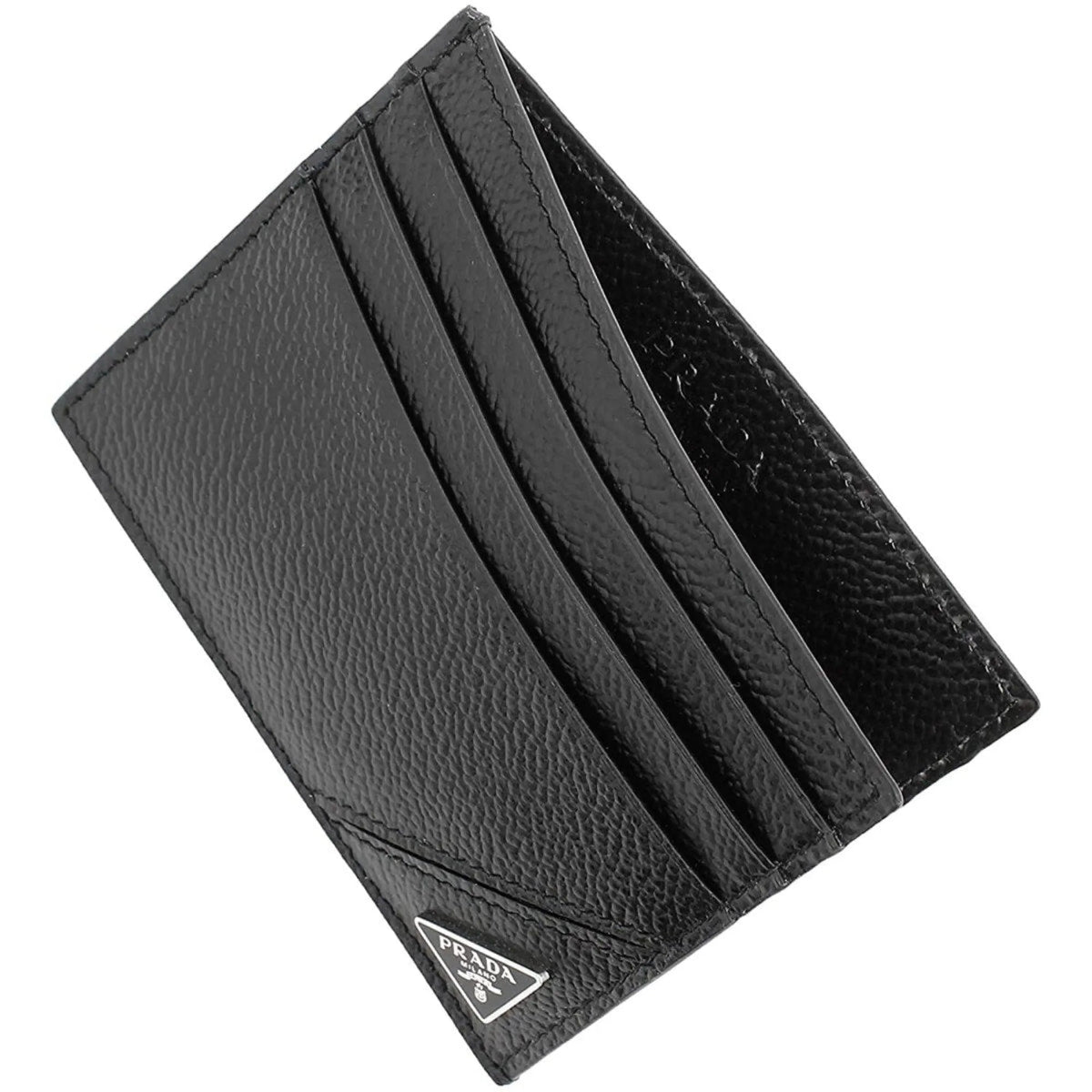 Prada Nero Black Vitello Leather Card Holder Triangle Logo - Wallets - Clayton's Online Store