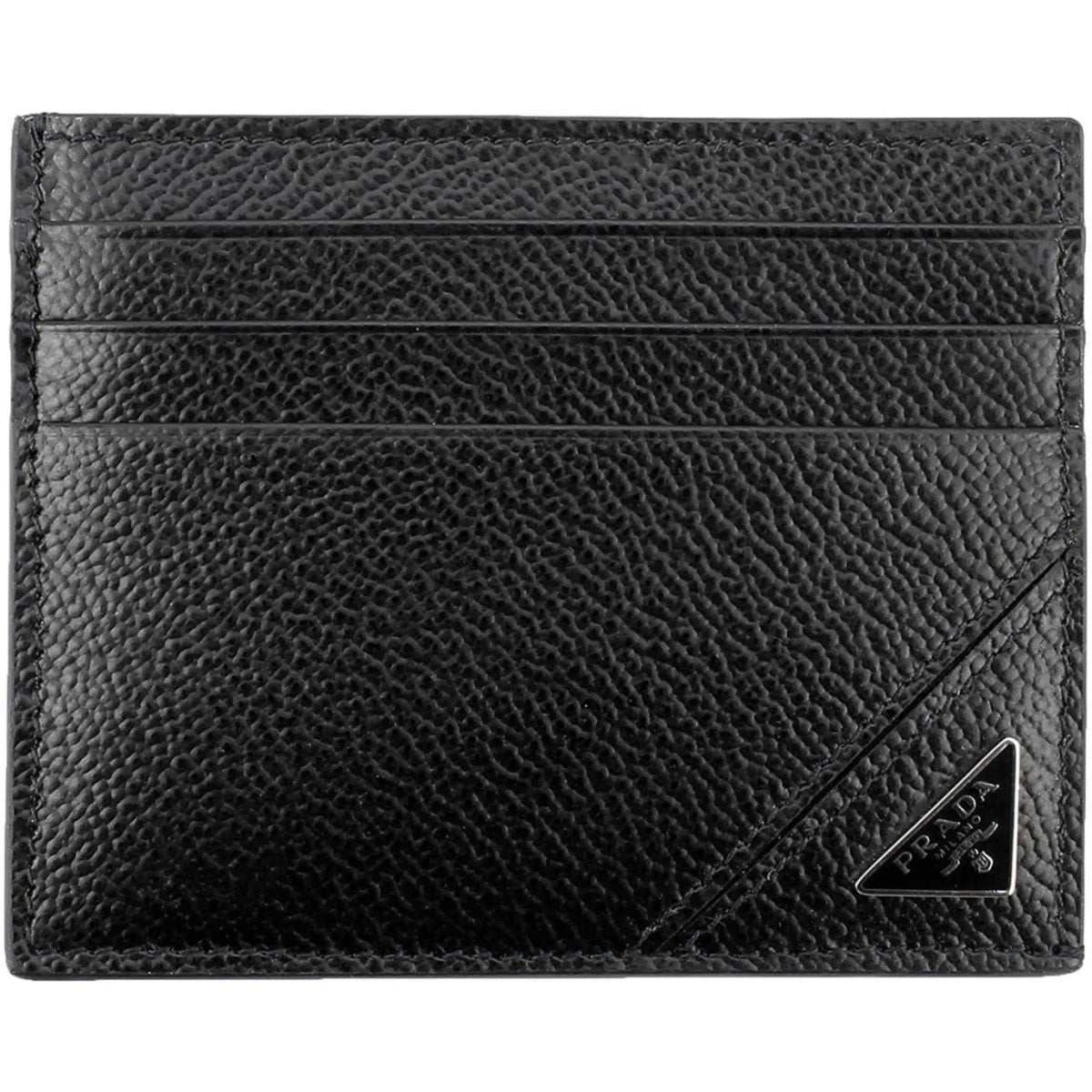 Prada Nero Black Vitello Leather Card Holder Triangle Logo - Wallets - Clayton's Online Store