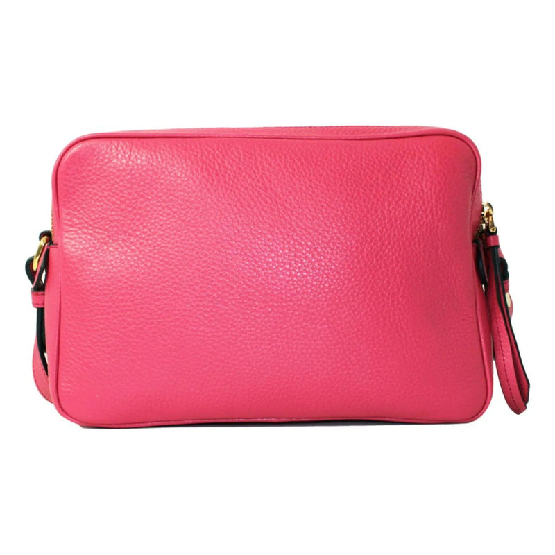 Prada Peonia Pink Vitello Phenix Leather Double Zip Crossbody - Handbags - Clayton's Online Store