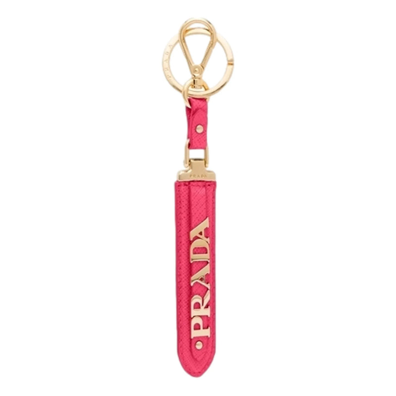 Prada Peony Saffiano Keychain Logo Lettering