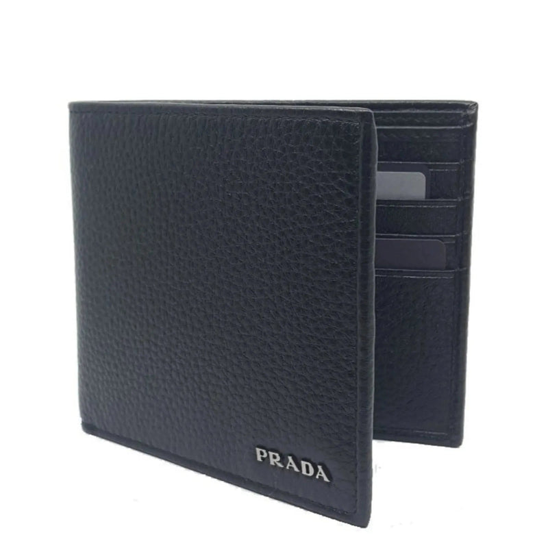 Prada Portaf. Orizzontale Nero Black Vitello Grain Leather Wallet - Wallets - Clayton's Online Store