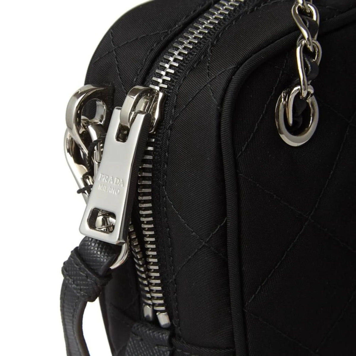 Prada Re-Edtion Nylon Quilted Black Triangle Logo Crossbody Bag