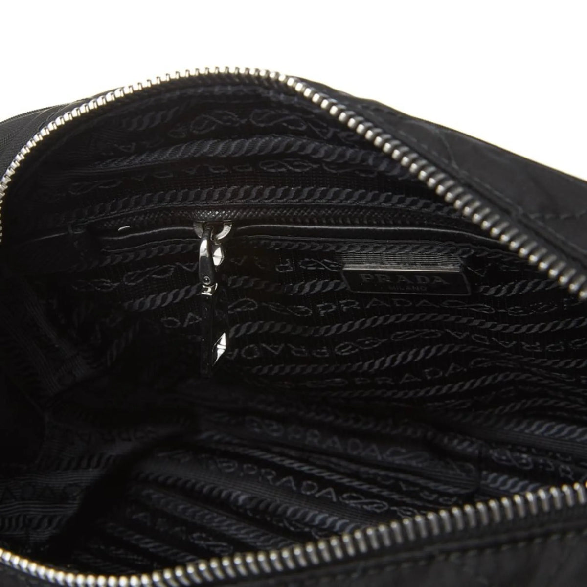 Prada Re-Edtion Nylon Quilted Black Triangle Logo Crossbody Bag