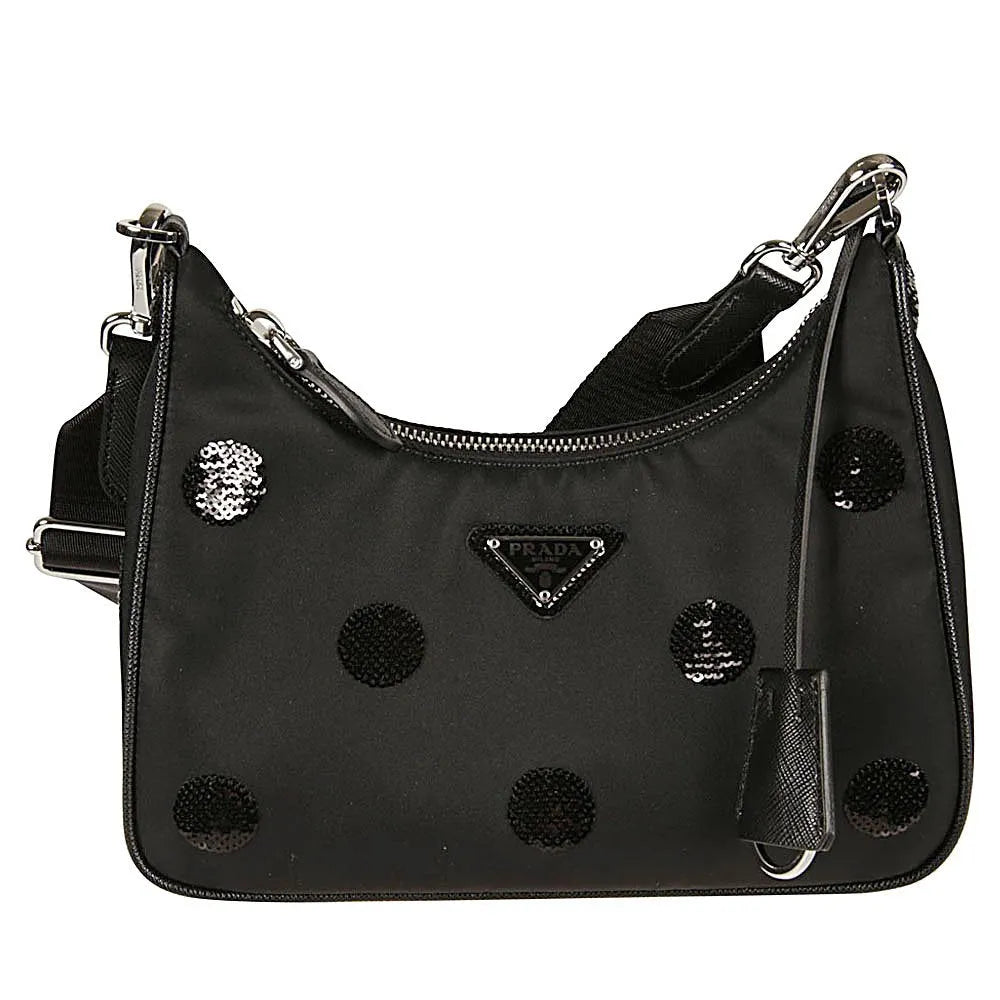 Prada Re - Edition 2005 Hobo Bag Tessuto Nylon Sequin Embellished - Handbags - Clayton's Online Store